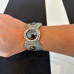 Silver and Black Statement Bracelet